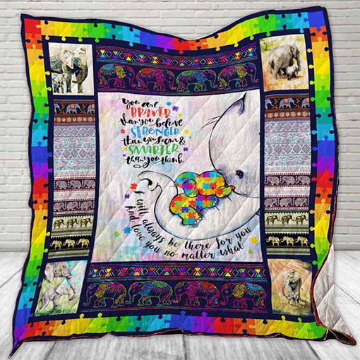 Autism Elephant Theme  Believe Quilt Blanket Great Customized Blanket Gifts For Birthday Christmas Thanksgiving