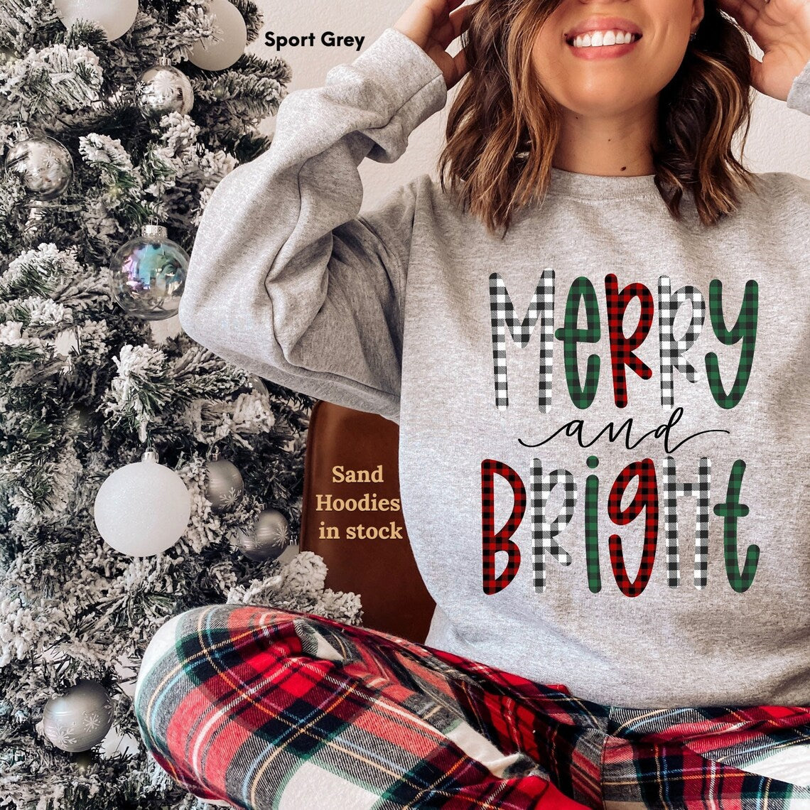 Merry And Bright Sweatshirt Hoodie,Womens Christmas Sweatshirt,Christmas Gift, Christmas Sweater,Christmas Shirt, Holiday