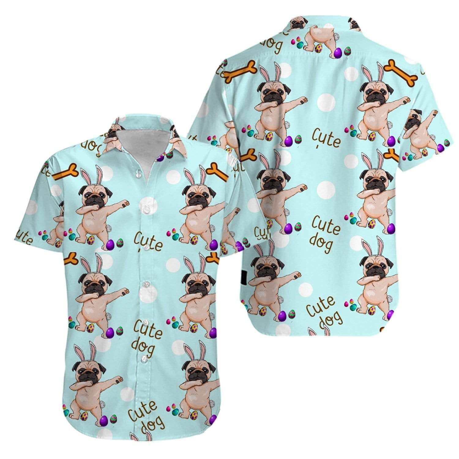 Beach Shirt Order Pug Dab Funny Puppy Bunny Happy Easter Day Aloha Hawaiian Shirts V