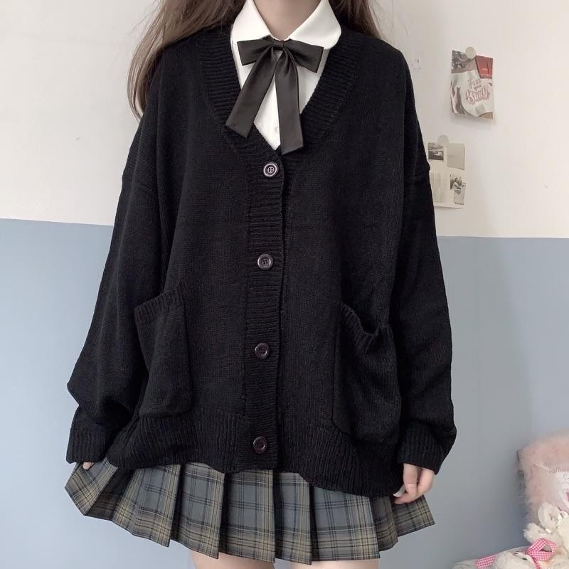 2021 new sweet cute girl knitting sweater lazy college style loose sleeve Harajuku girl JK uniform sweater coat s ~ 2XL alx