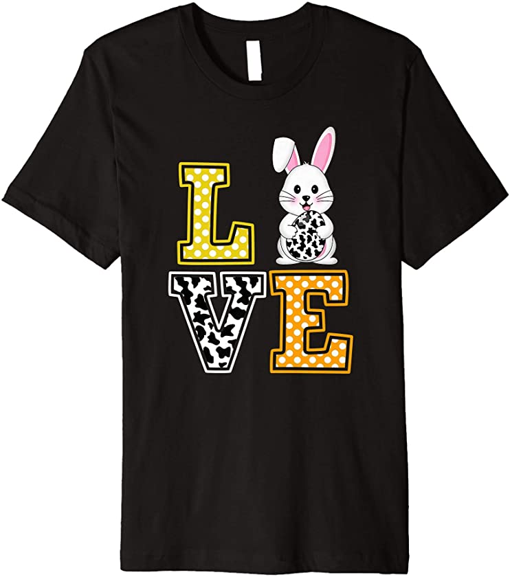 Love Easter Egg Bunny Cow Print Cute Bunny Easter Costume Premium T-Shirt