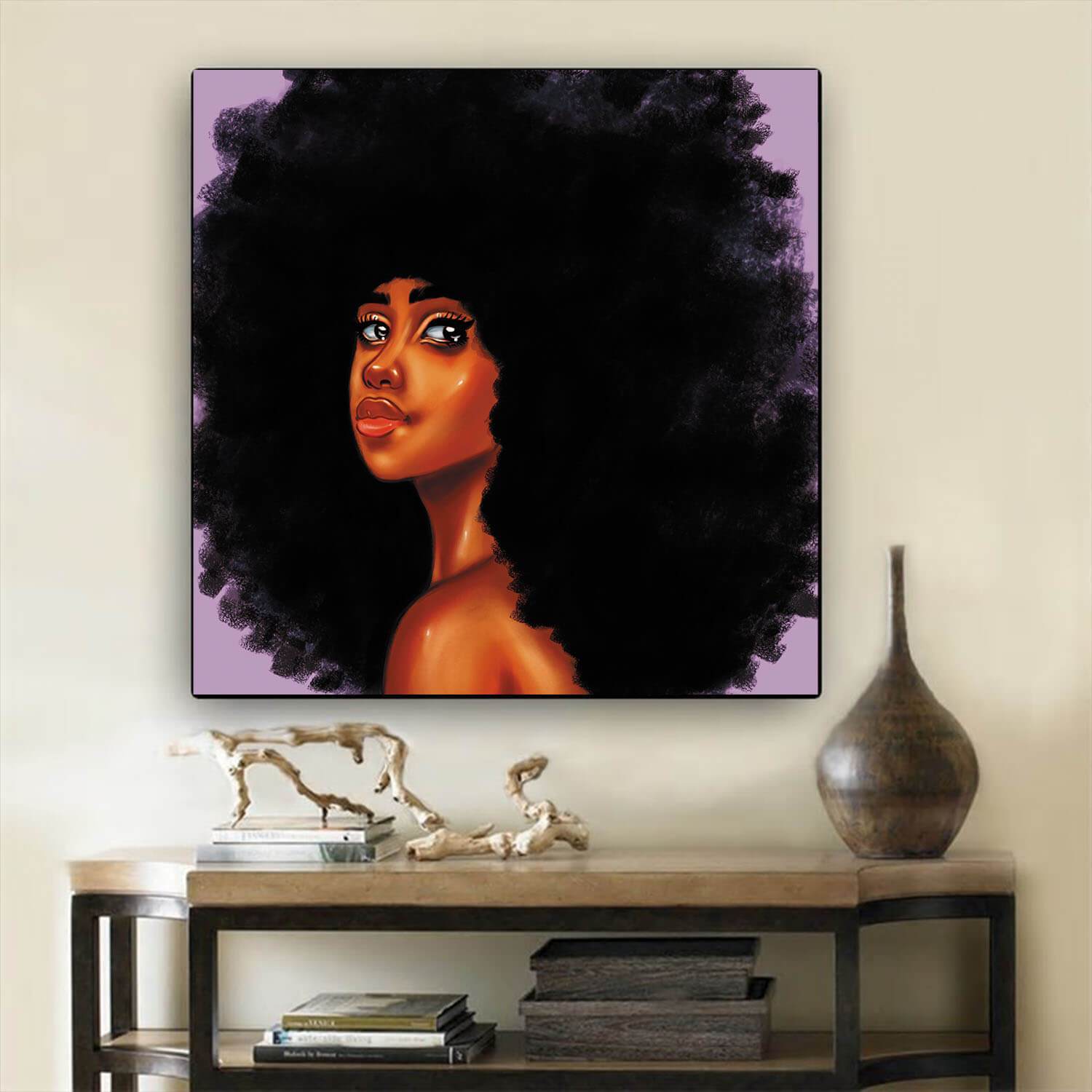 African Canvas Art Pretty African American Woman Afro American Art Afrocentric Home Decor Ideas BPS79050