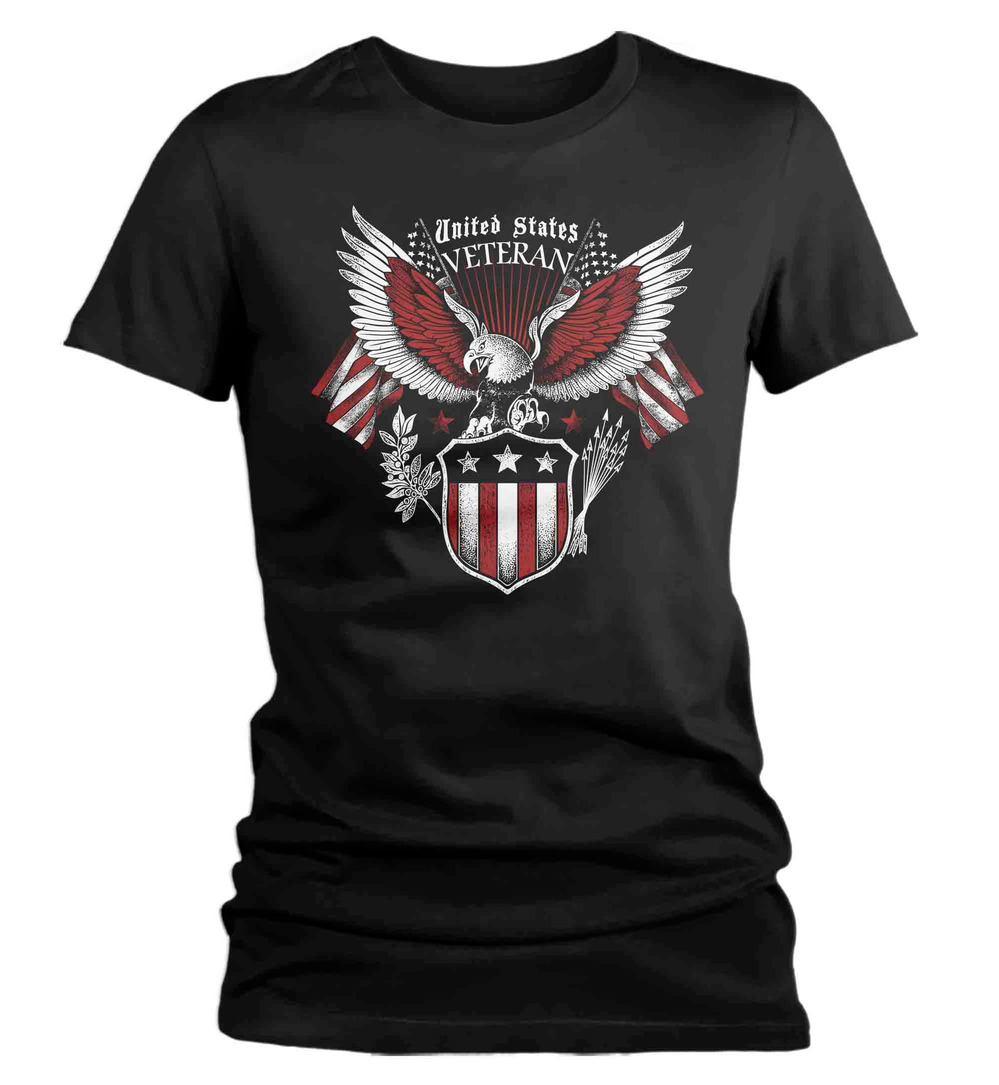 Women’S Veteran T-Shirt United States Veteran Shirt Patriotic Veterans Eagle Army Navy Military National Guard Ladies V-Neck Shirt Tee