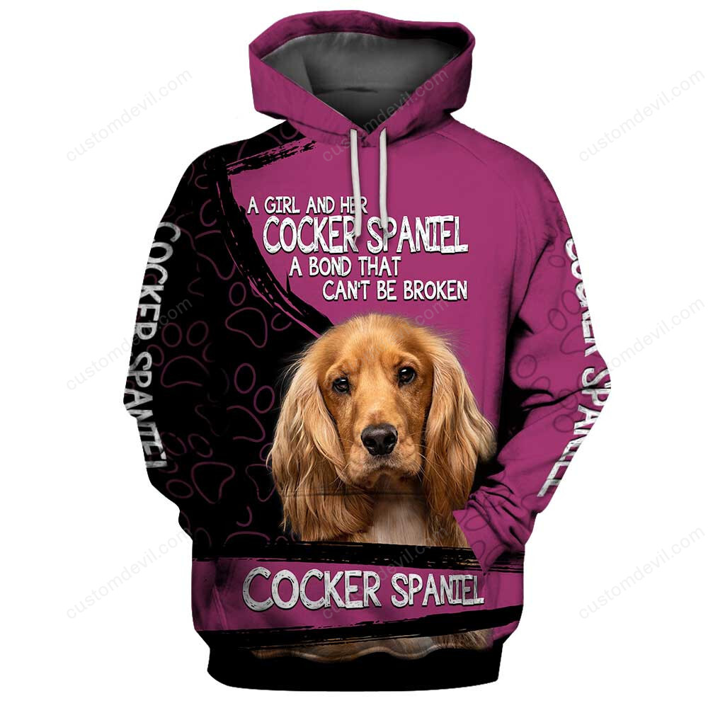 Cocker Spaniel 3D Full Printing Hoodie And Unisex Tee