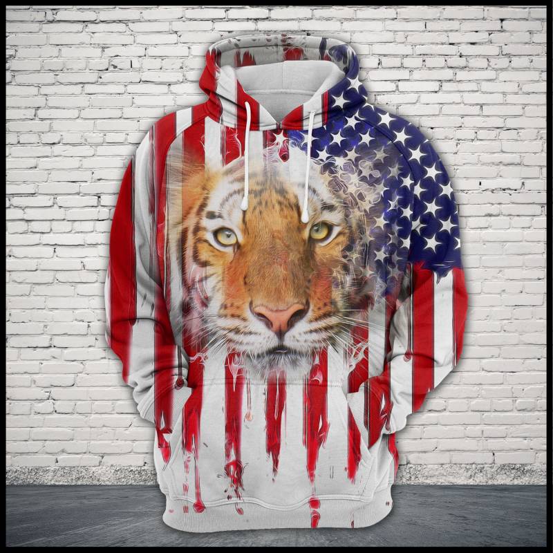 Tiger USA Flag T1205 – All Over Print Unisex Hoodie