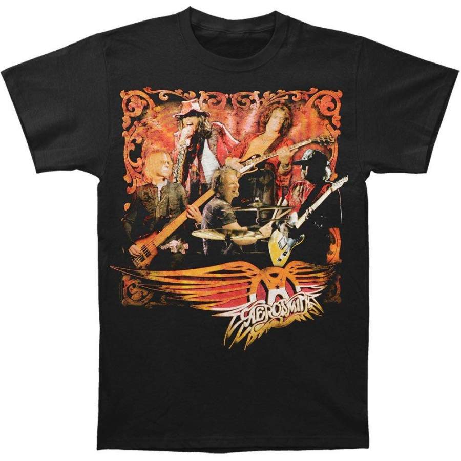 Aerosmith Men’s Live Image Slim Fit T-Shirt Black