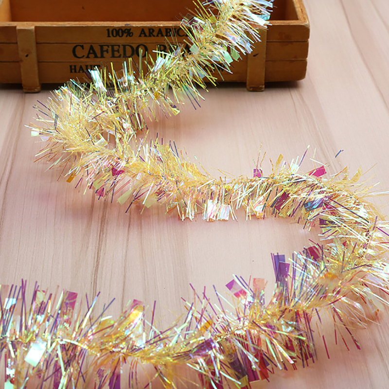 2022 2M Foil Tinsel Christmas Tree Decoration Candy Garland New Year Decorations For Home Star Foil Tinsel Xmas Decoration alx