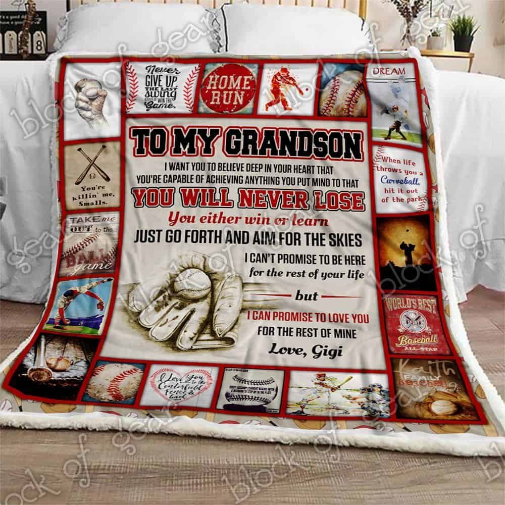 Baseball Grandson, Love, Gigi Sofa Throw Blanket