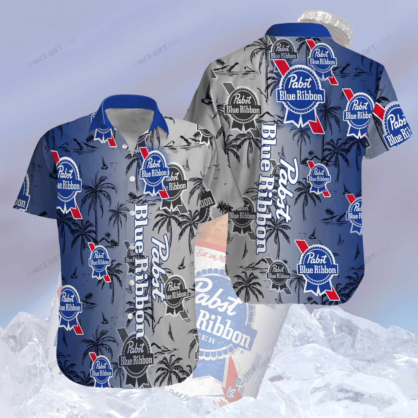 Pabst Blue Ribbon Hawaiian Shirt 3Hs-E3K0