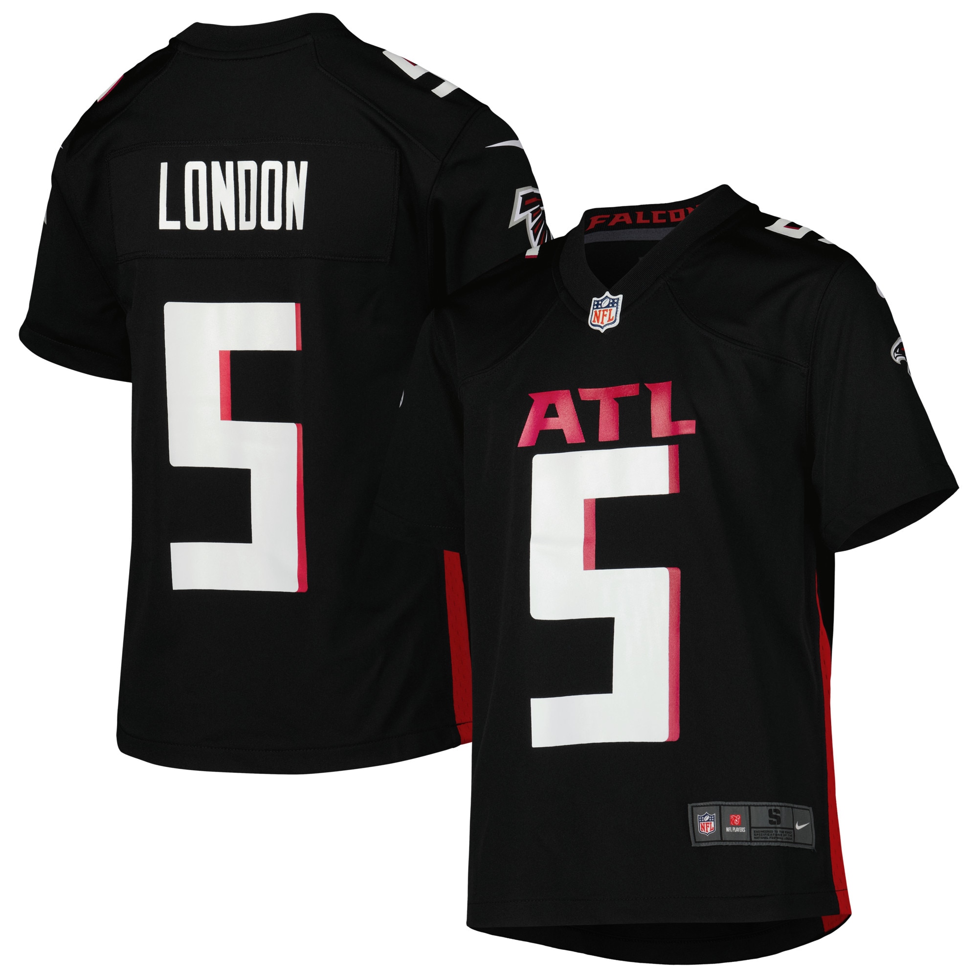 Youth Atlanta Falcons Drake London Black Game Jersey 2