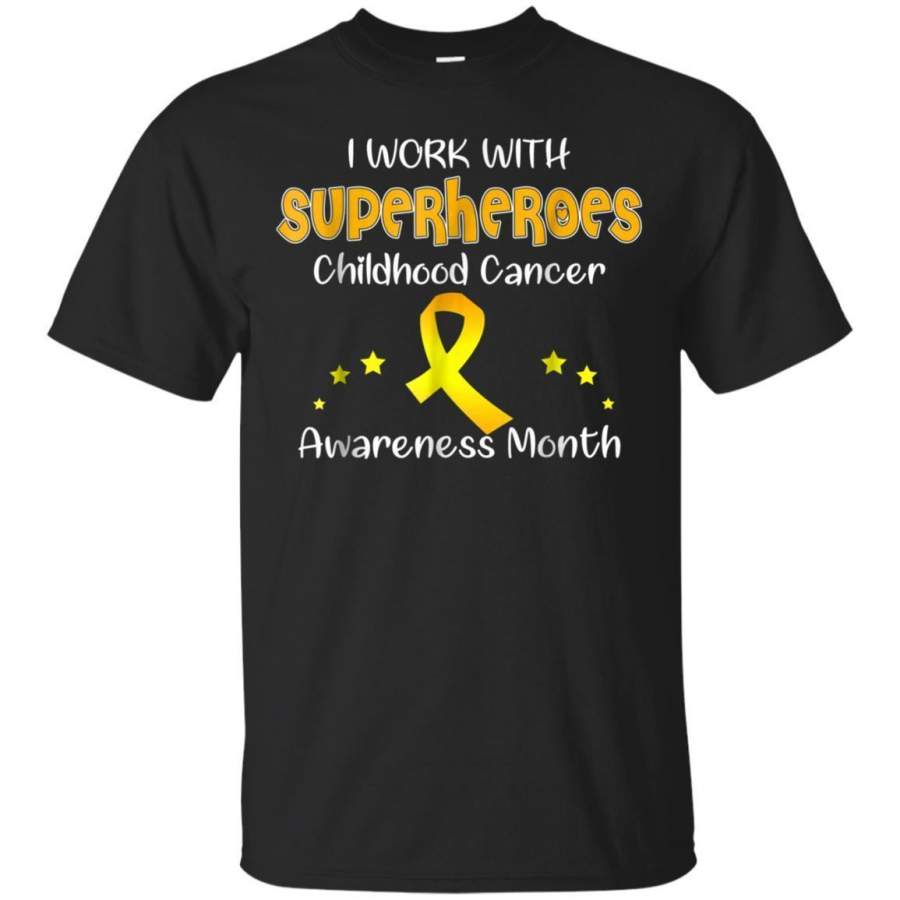 AGR I Work With Superheroes Childhood Cancer Awareness Tshirt Jaq T-shirt