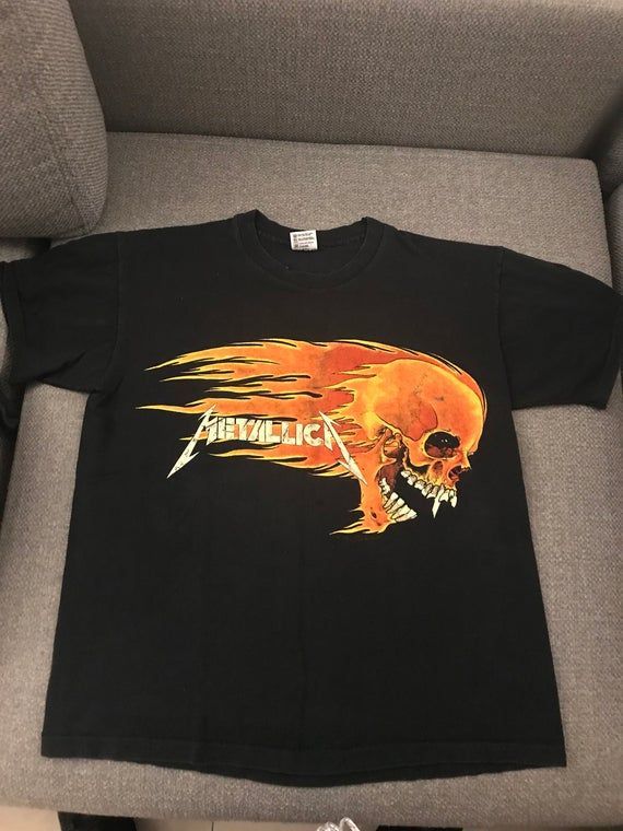 Vintage Metallica Pushead Flaming Skull Men S Shirt