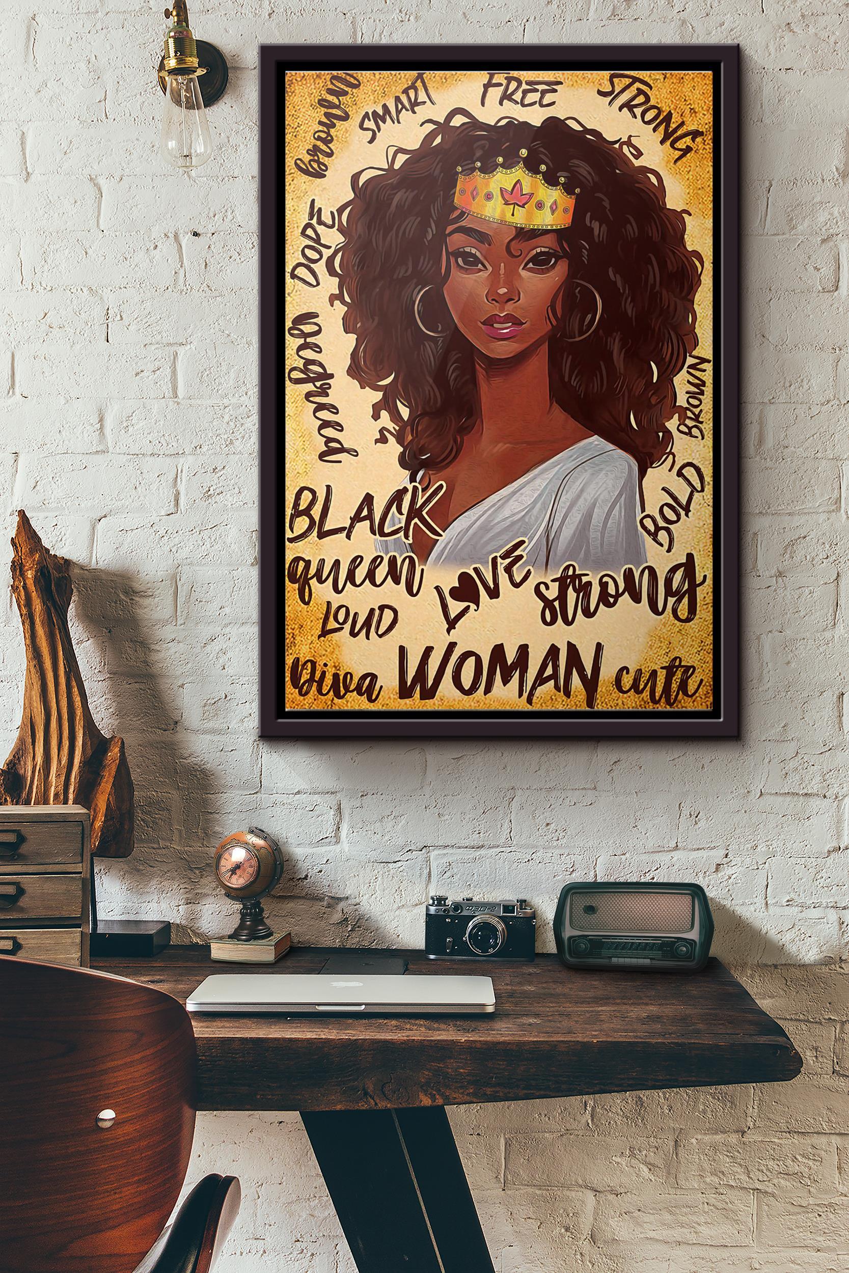 Black Queen Strong Free Smart Diva Loud Poster Framed Matte Canvas