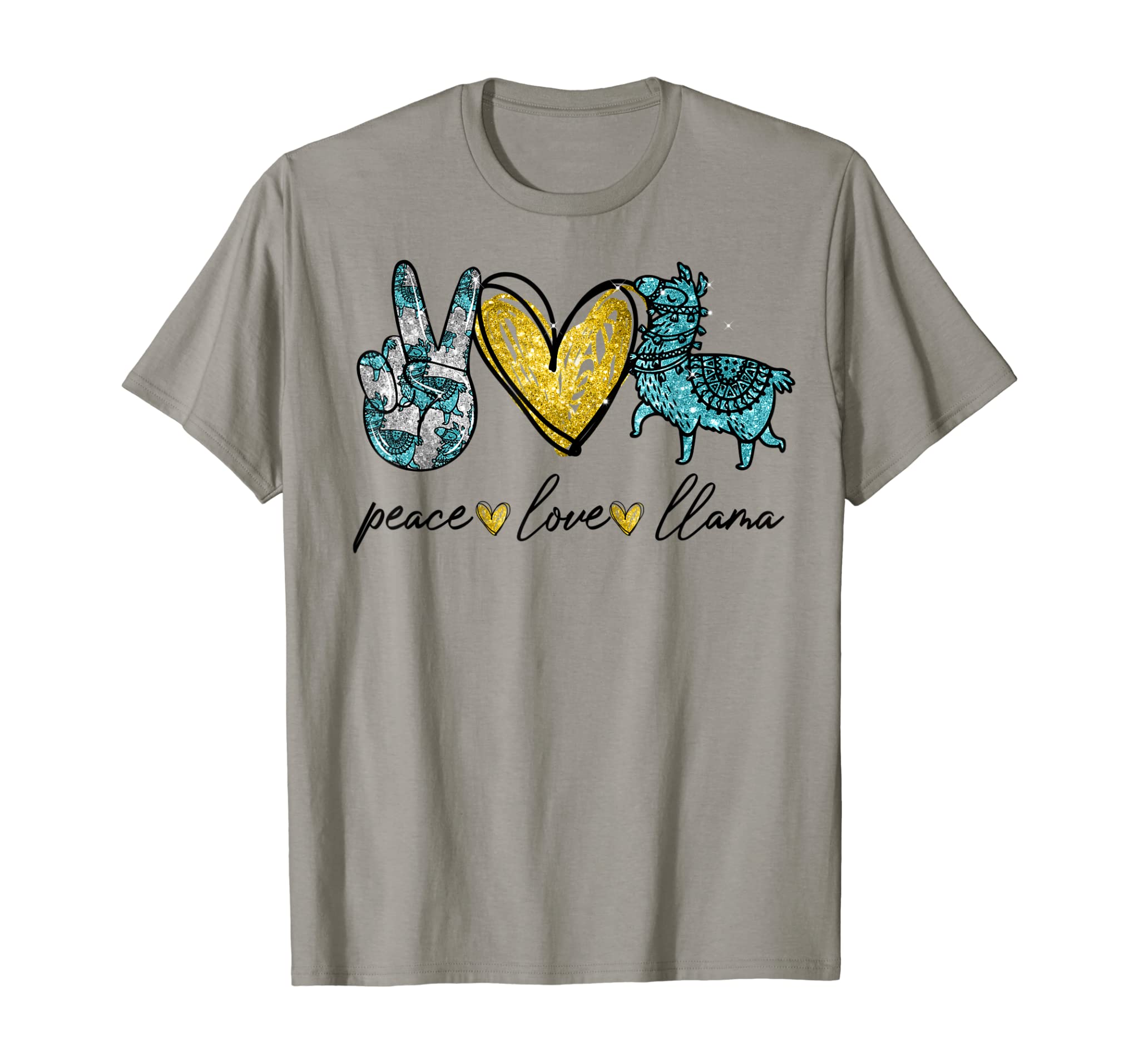 Peace Love Llama Gifts Peace Hand Sign Heart T-Shirt