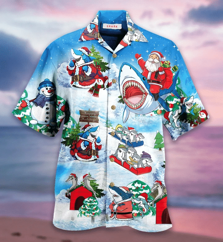 Christmas Shark Hawaiian Shirt  Unisex  Adult  Hw2009