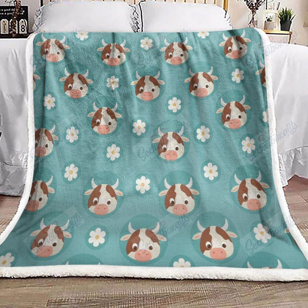 Cute Cow And Daisy Flower Xa2601217Cl Fleece Blanket