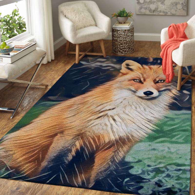 Staring Fox – Animals Area Rug Carpet