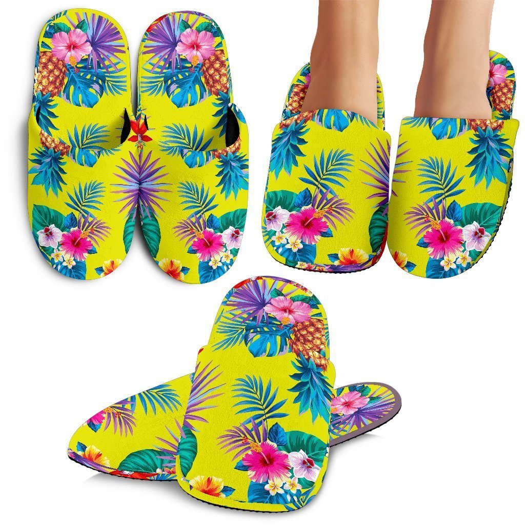 Lime Hawaii Pineapple Pattern Print Slippers Ha29534