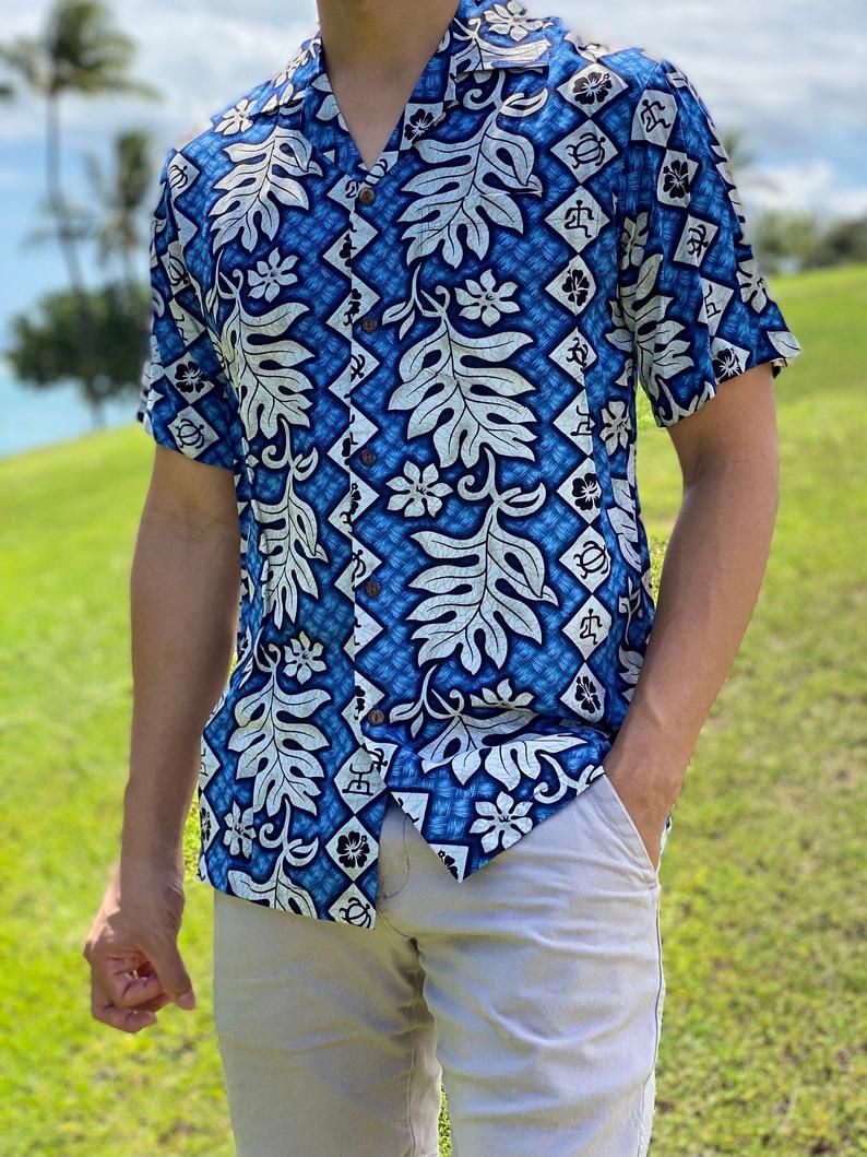 Monstera Fern Blue Best Design Hawaii Shirt Ha49723