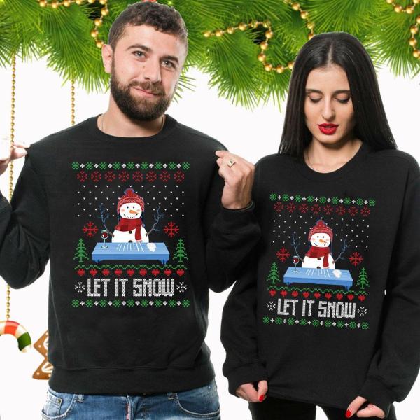 Snow Man Let It Snow Shirt Funny Cool Ugly Christmas Sweatshirt