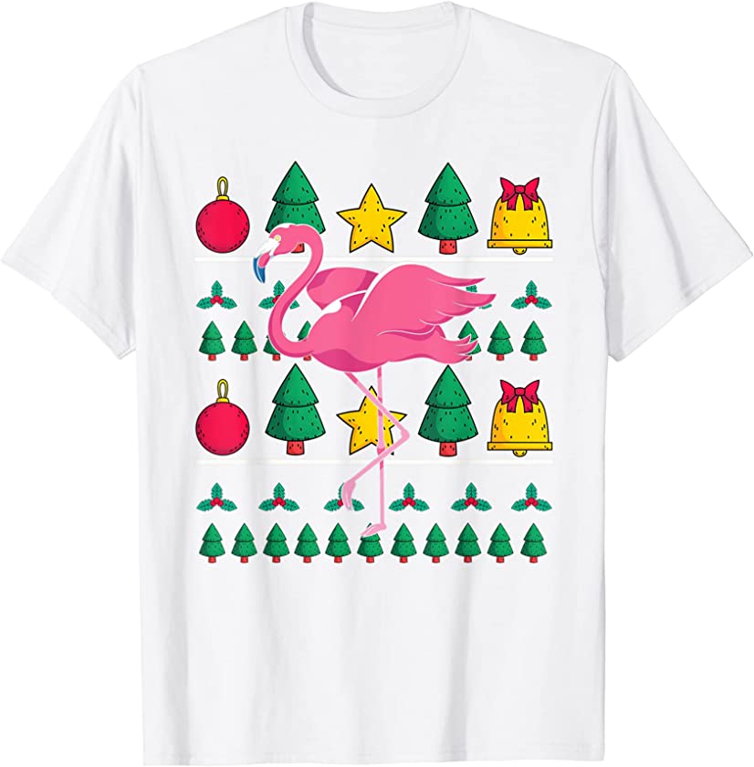 Ugly Christmas Animal Lover Exotic Bird Merry Xmas Flamingo T-Shirt