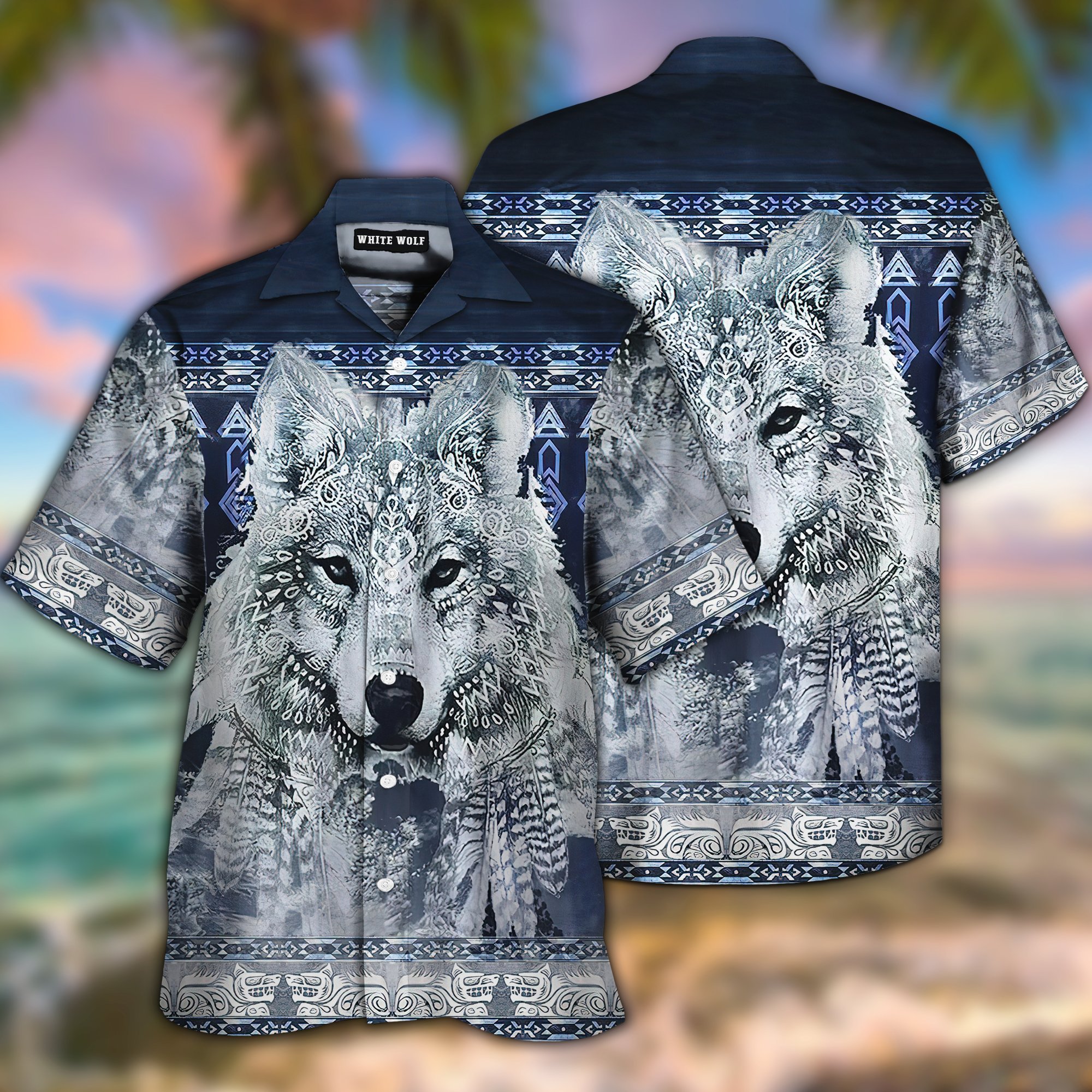 Native White Wolf All Over Printed Hawaiian Shirt Ha53200