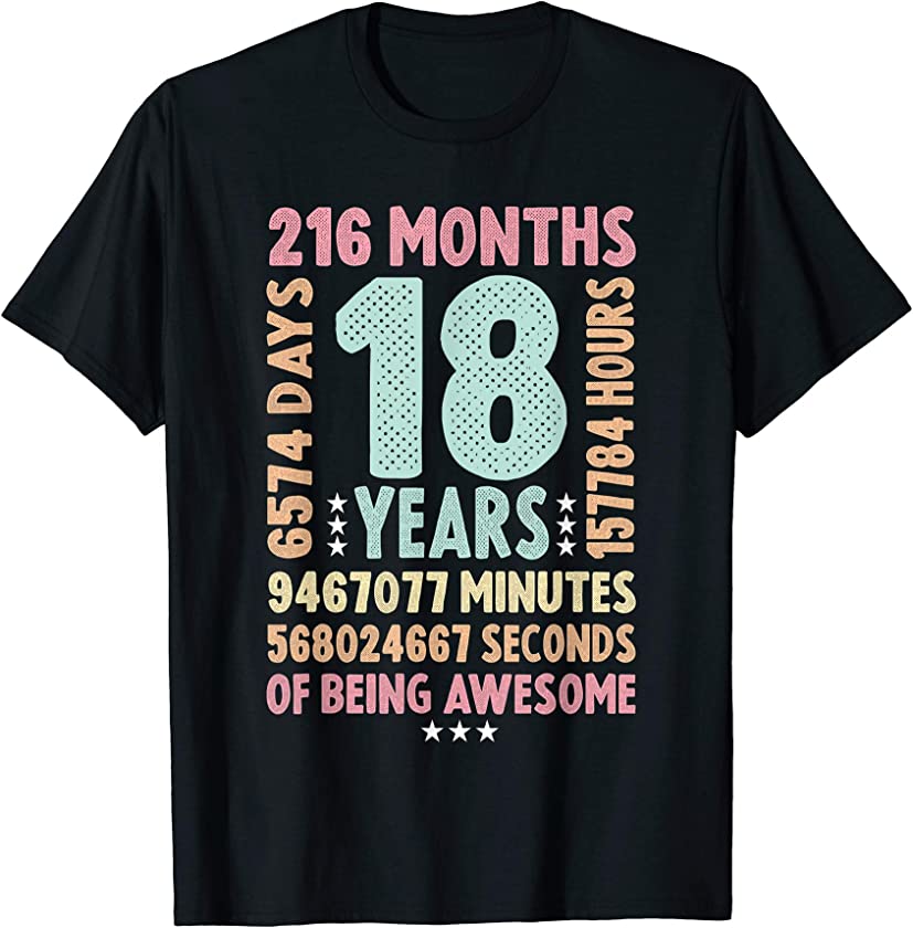 18th Birthday 18 Years Old Vintage Retro – 18 yr old T-Shirt