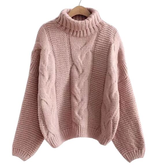 Autumn Winter Short Sweater Women Knitted Turtleneck Pullovers Casual Soft Jumper Fashion Long Sleeve Pull Femme alx