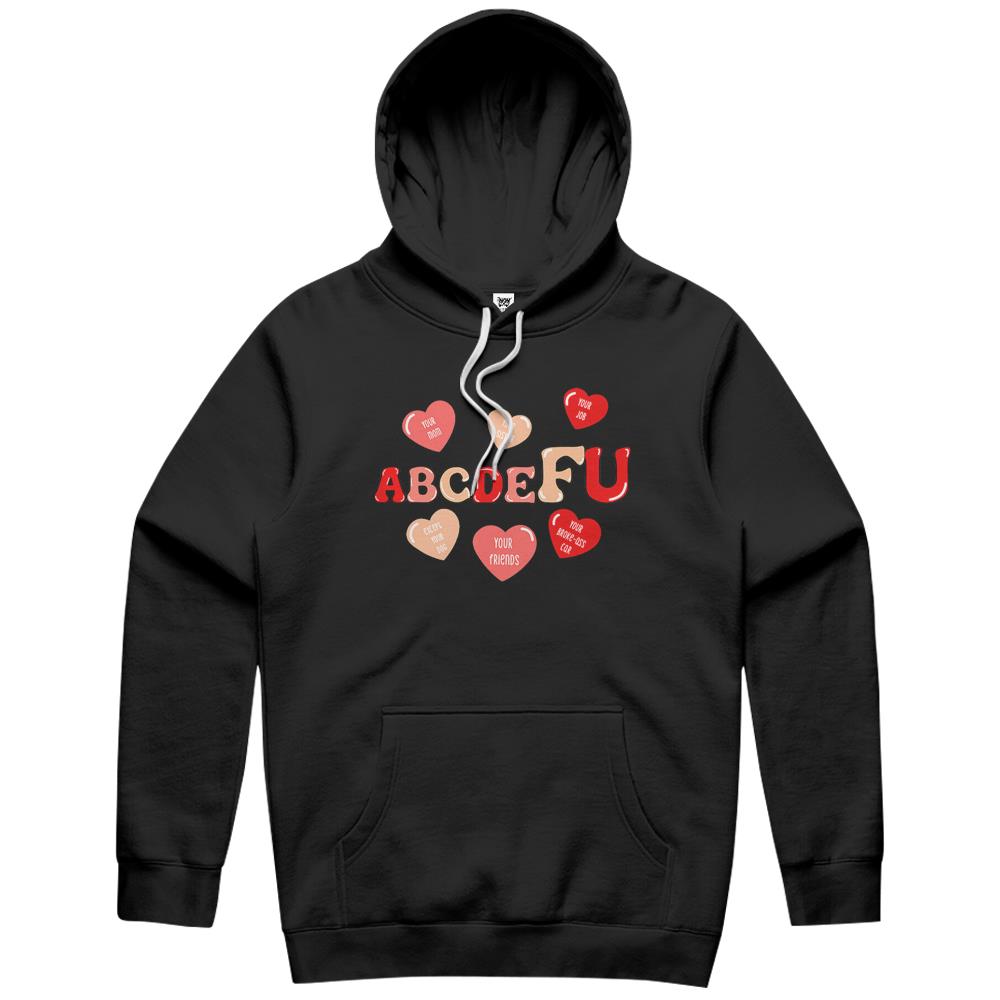 Abcdefu Retro Funny Heart Valentine’S Day Anti Valentine Hoodie