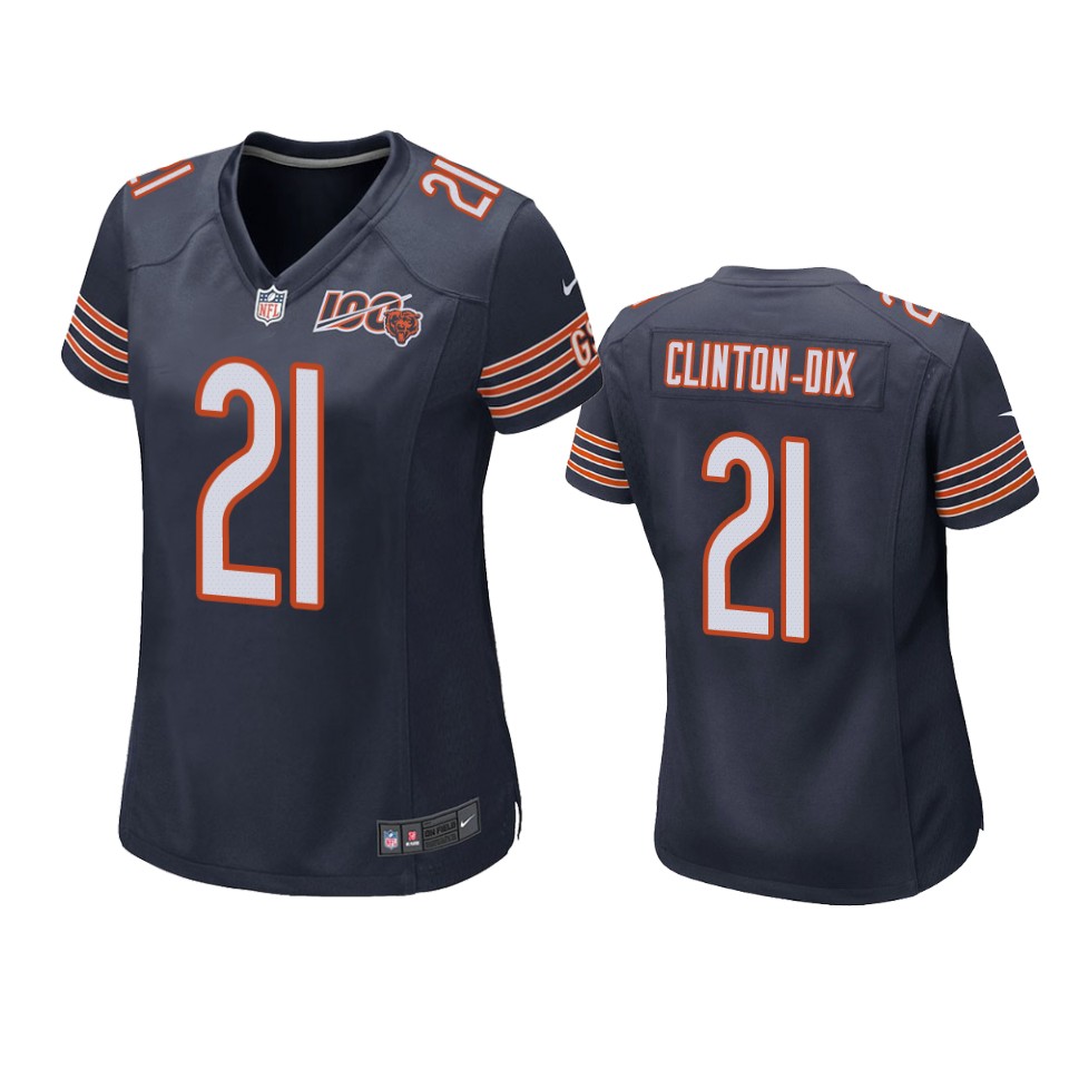 Chicago Bears Ha Ha Clinton-dix Navy 100th Season Game Jersey – Womens