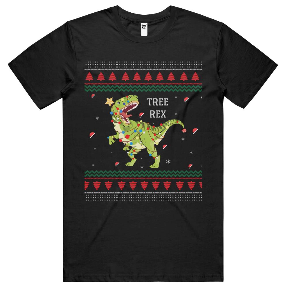 Tree Rex Trex Dinosaur Light Ugly Christmas Sweater Pajamas T Shirts