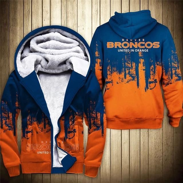 Denver Broncos 3D Thick Zipper Pull Over Hoodie 3D Zipper Hoodie Zipper Pull Over Hoodie 3D Zipper Hoodie For Men And Women