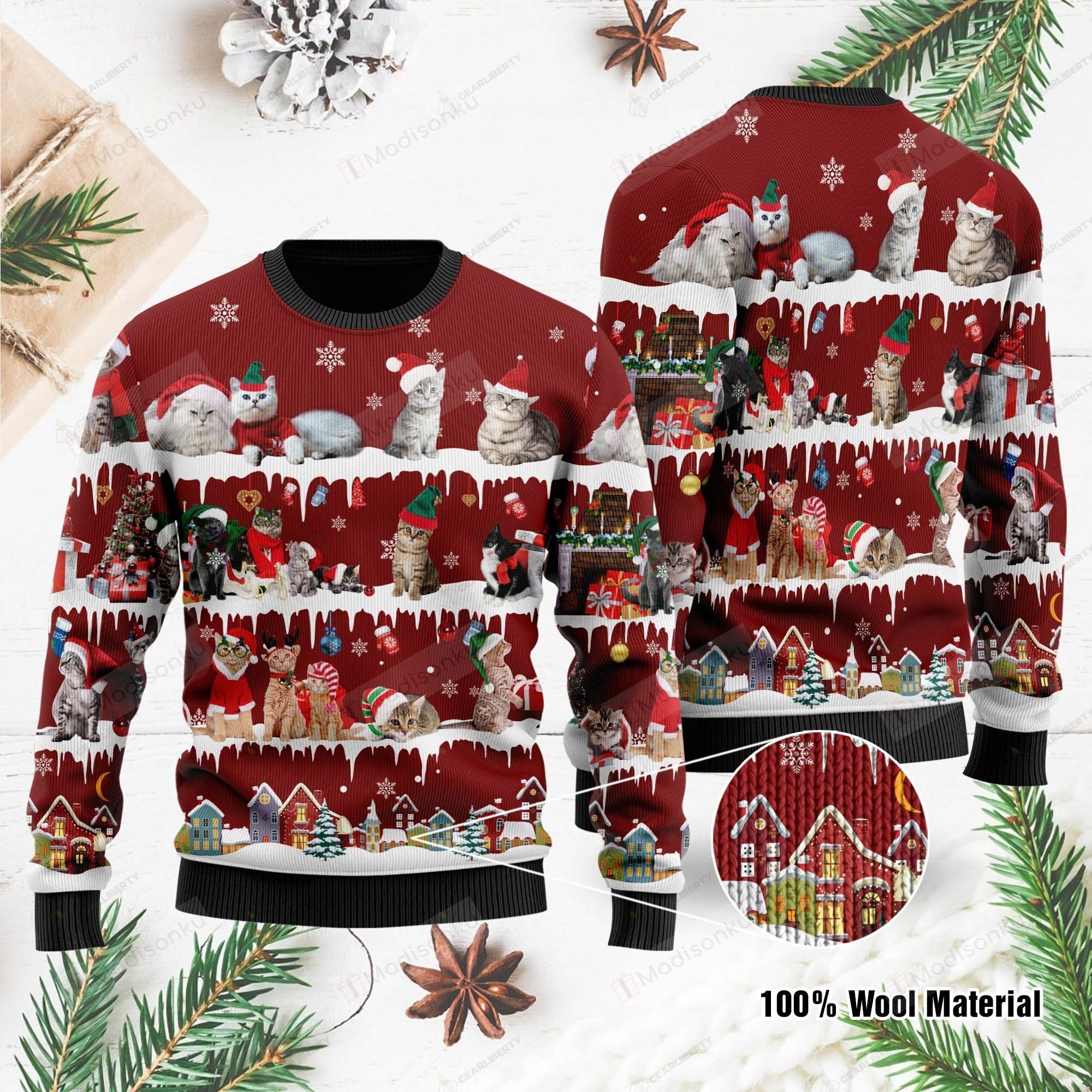 Cat For Unisex Ugly Christmas Sweater, All Over Print Sweatshirt