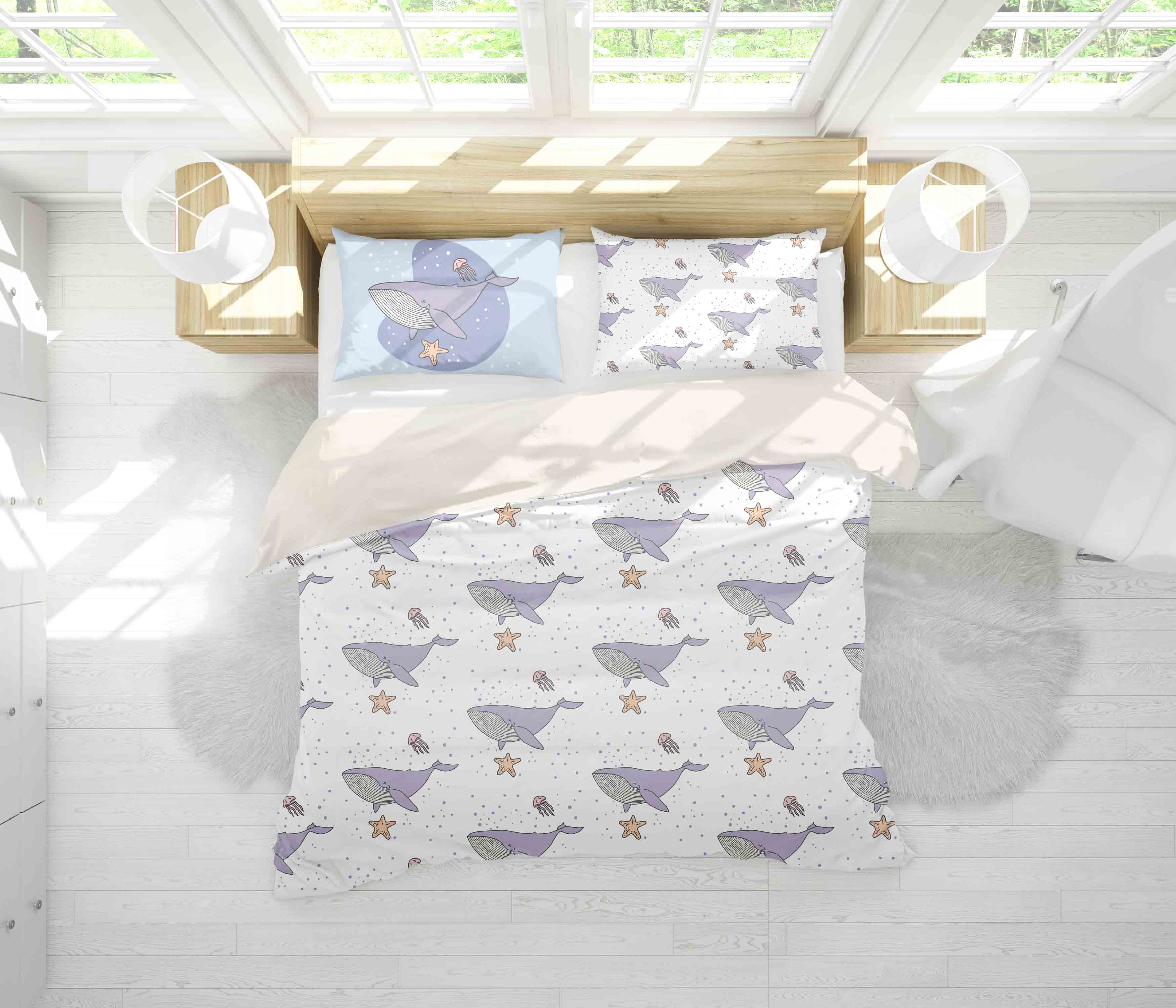 3D Shark Starfish Jellyfish Quilt Cover Set Bedding Set Pillowcases 16