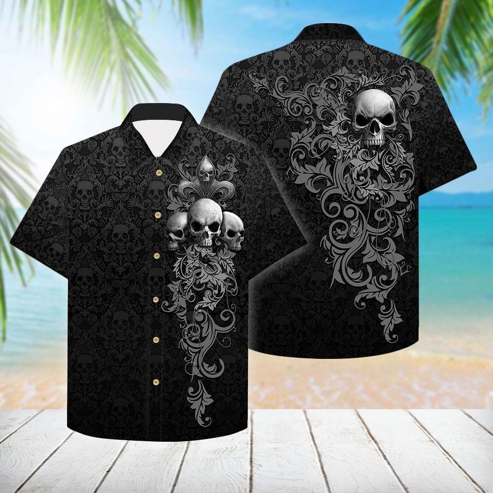 Check Out This Awesome Skull Damask Pattern Hawaii Shirt Ha28458