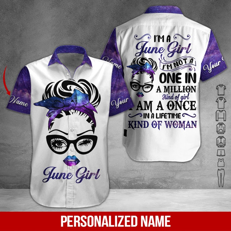 June Girl Custom Name Hawaii Shirt For Men Women Adult Ha43456