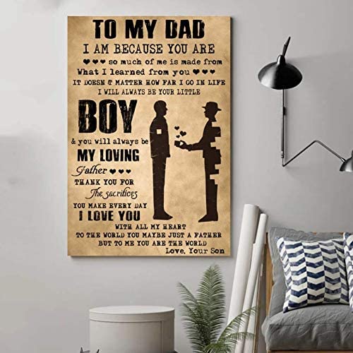 Poster for Room Aesthetic – Command Strips Wall Decor – Qh135 Customizable Family Poster – Son to Dad – I Am Because You are