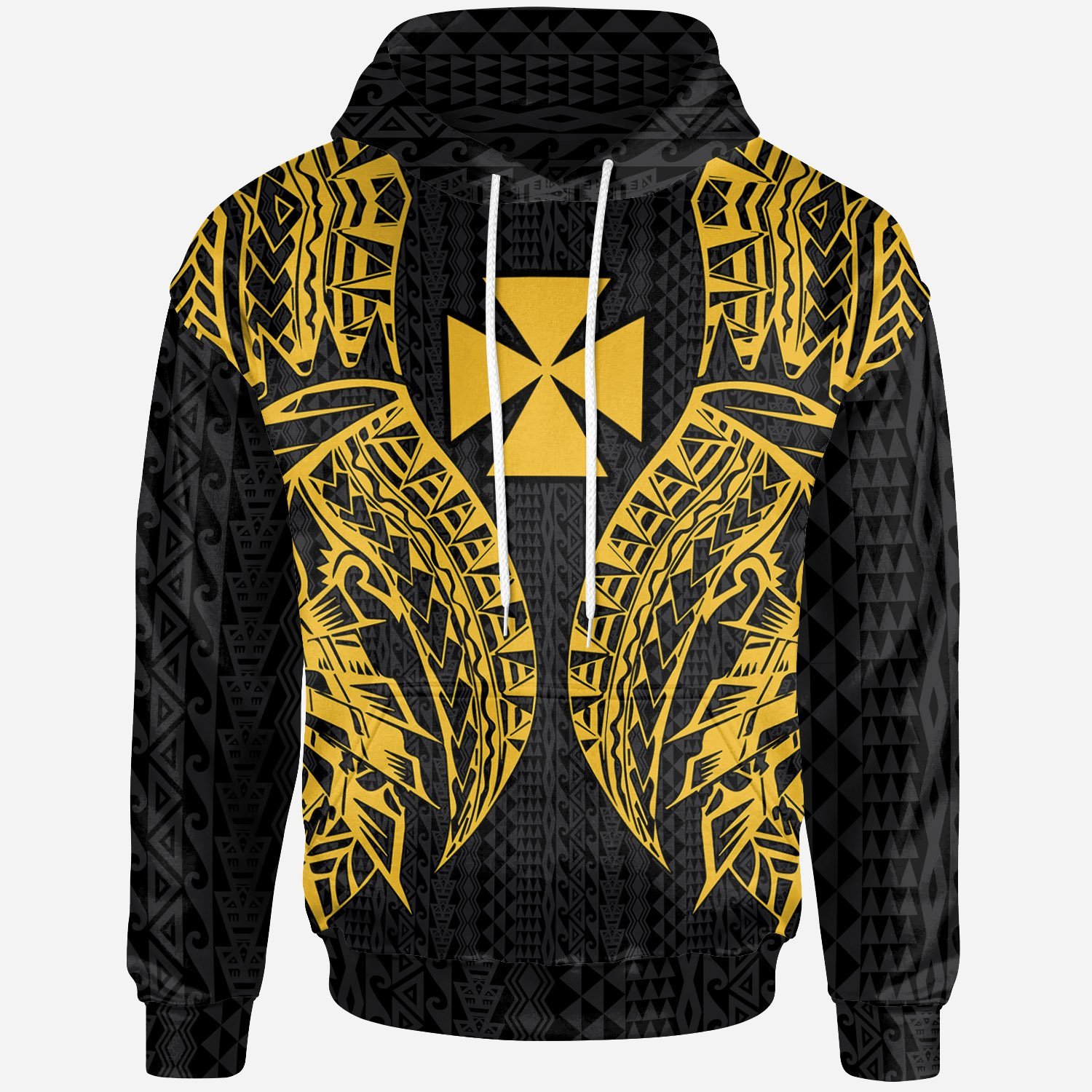 Wallis’nd Futuna Hoodie – Polynesian Lion Head Gold Style – Pacific Print Hoodie