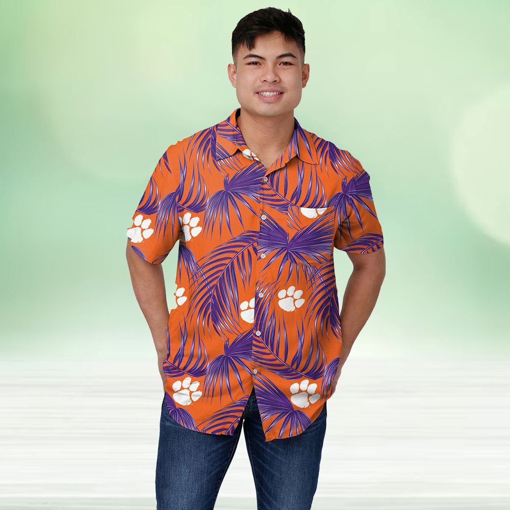 Clemson Tigers Hawaiian Themed Button Up Shirt