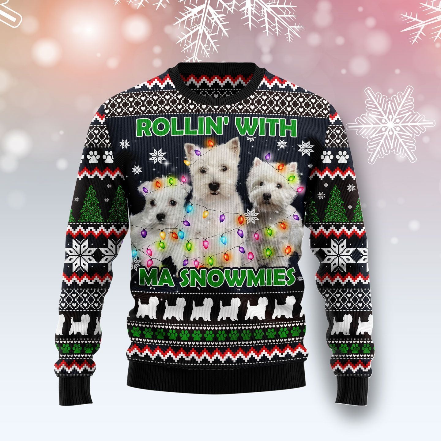 West Highland White Snowmies Sweater, Ugly Christmas Sweater For Dog Lovers