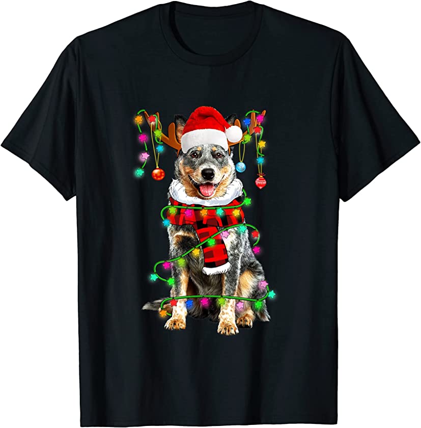 Australian Cattle Dog Santa Xmas Puppy Lover Christmas Light T-Shirt