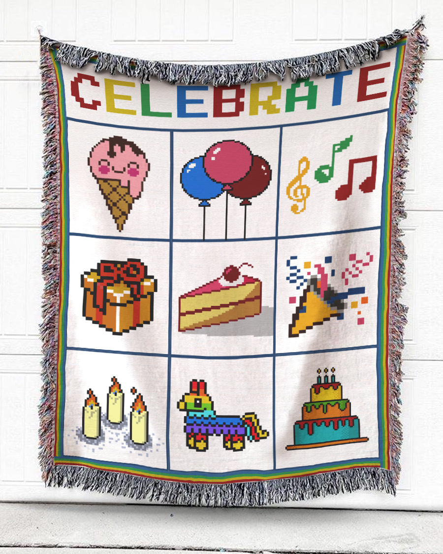 Woven Throw For Kids Birthday Gift, Celebrate Your Day, Cotton Blanket