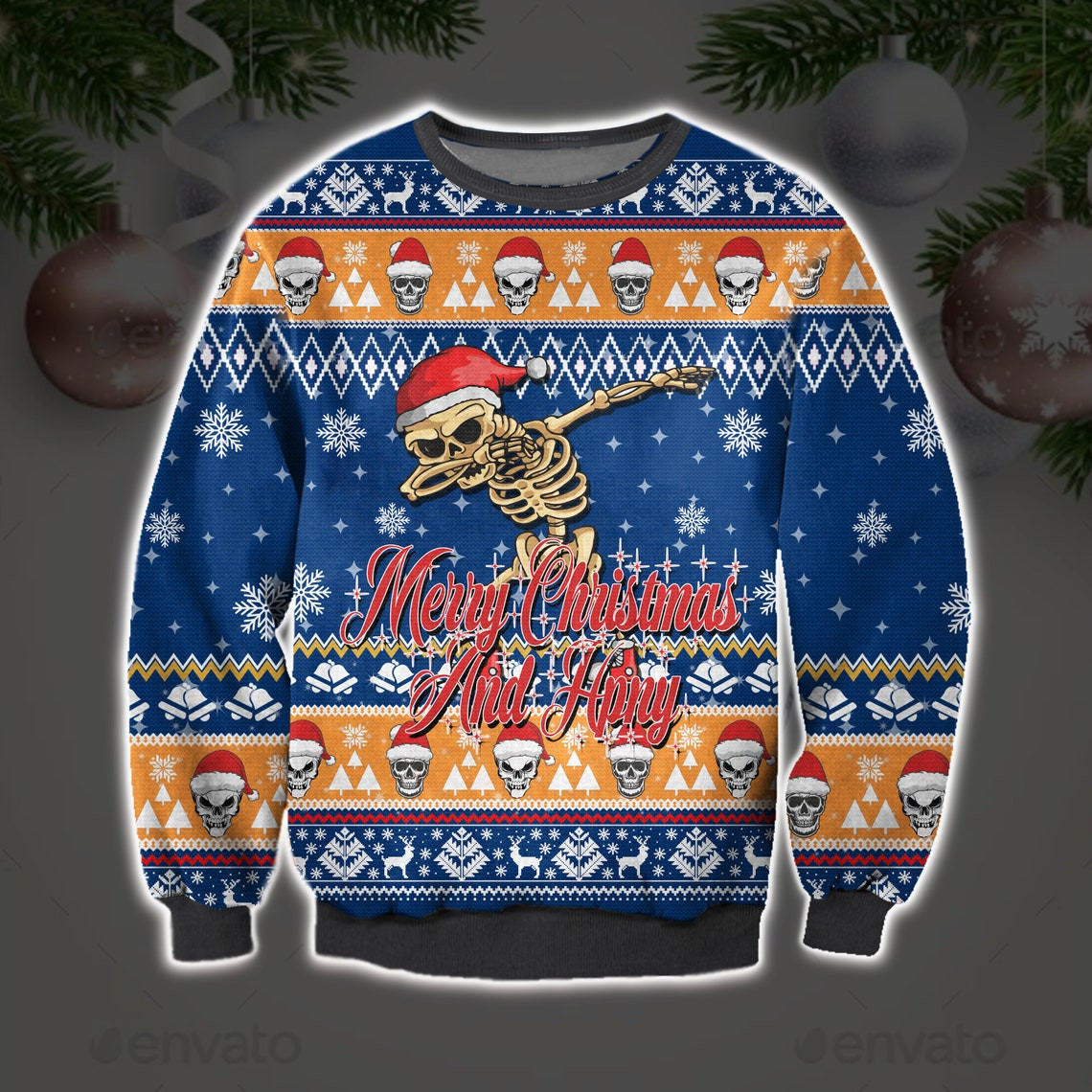 Skeleton Game Merry Christmas Ugly Sweatshirt, Christmas Ugly Sweater