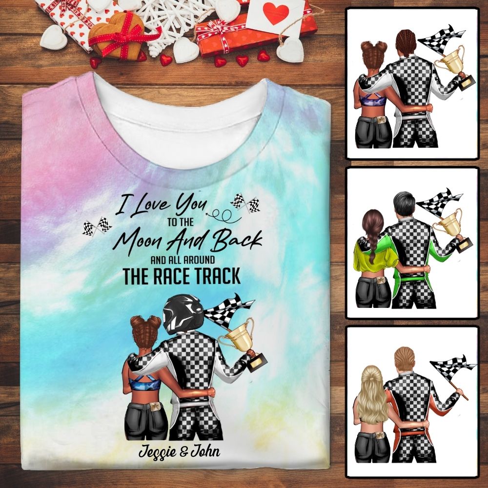 Personalized Racing Couple I Love You Tie Dye Shirt Sweatshirt Hoodie Ap637