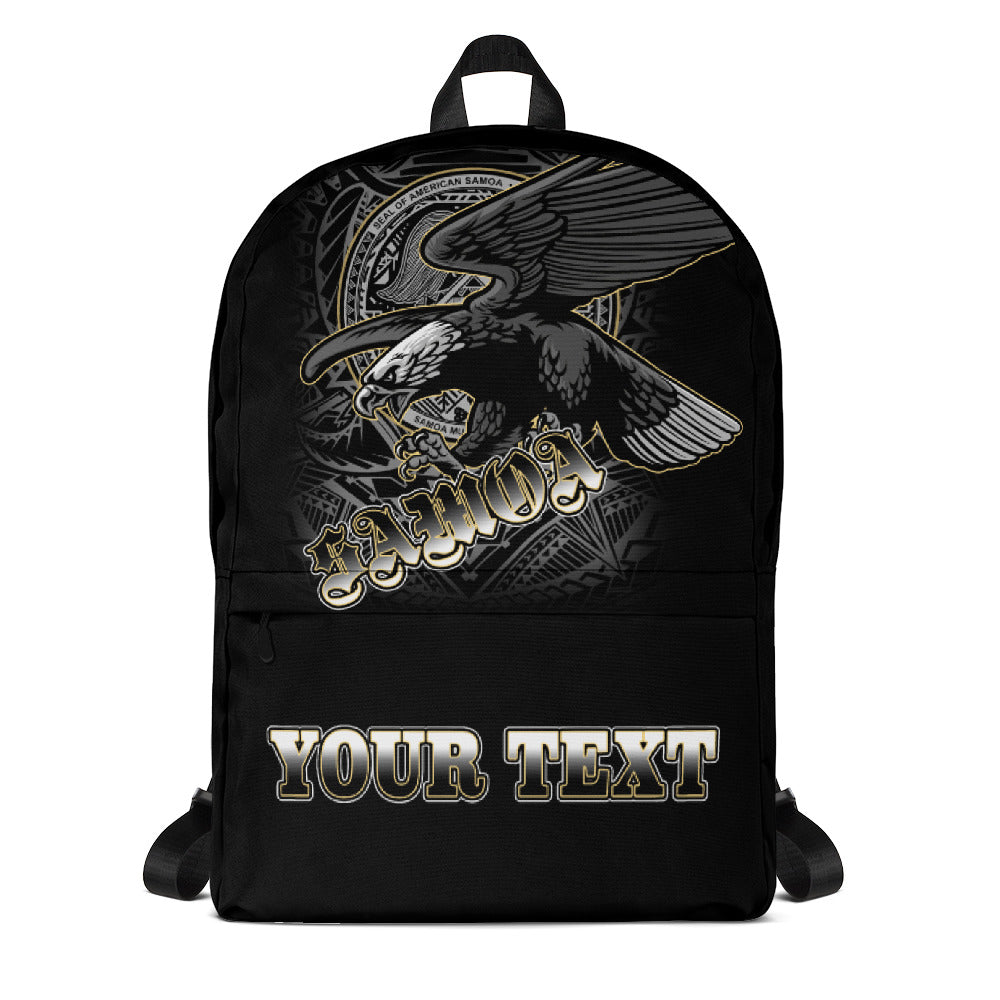 American Samoa Polynesian Custom Personalised Backpack – Black Eagle – BN12