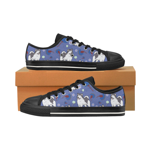 Alaskan Malamute Flower Black Men’s Classic Canvas Shoes/Large Size