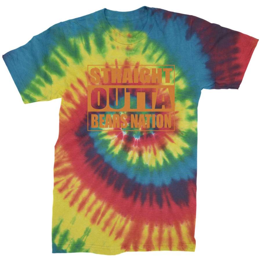 Straight Outta Bears Nation Football  Mens Tie-Dye T-shirt