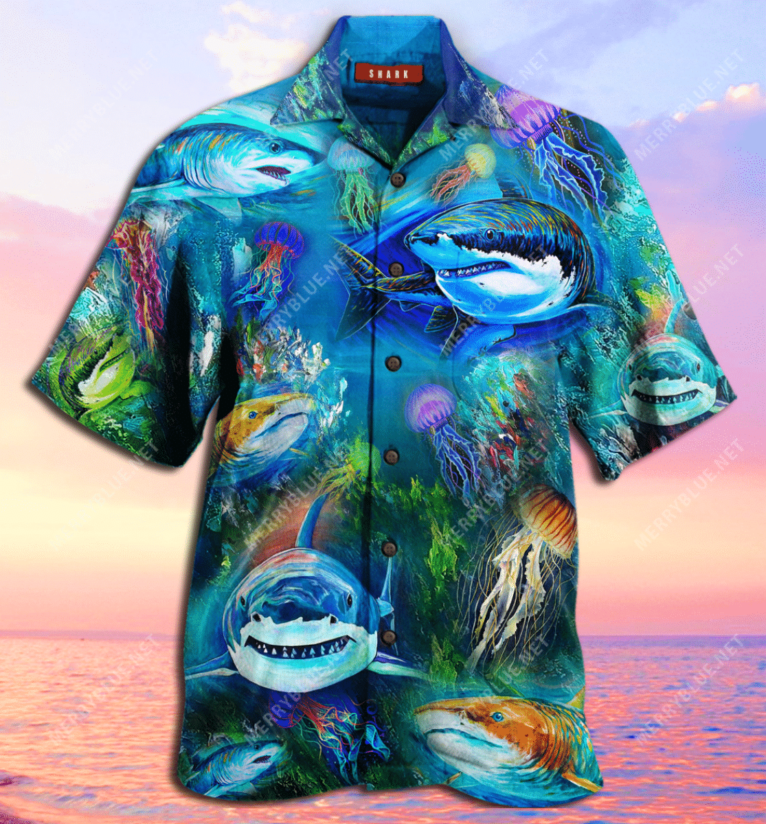 Buy Awesome Shark Unisex Hawaii Shirt Ha9333