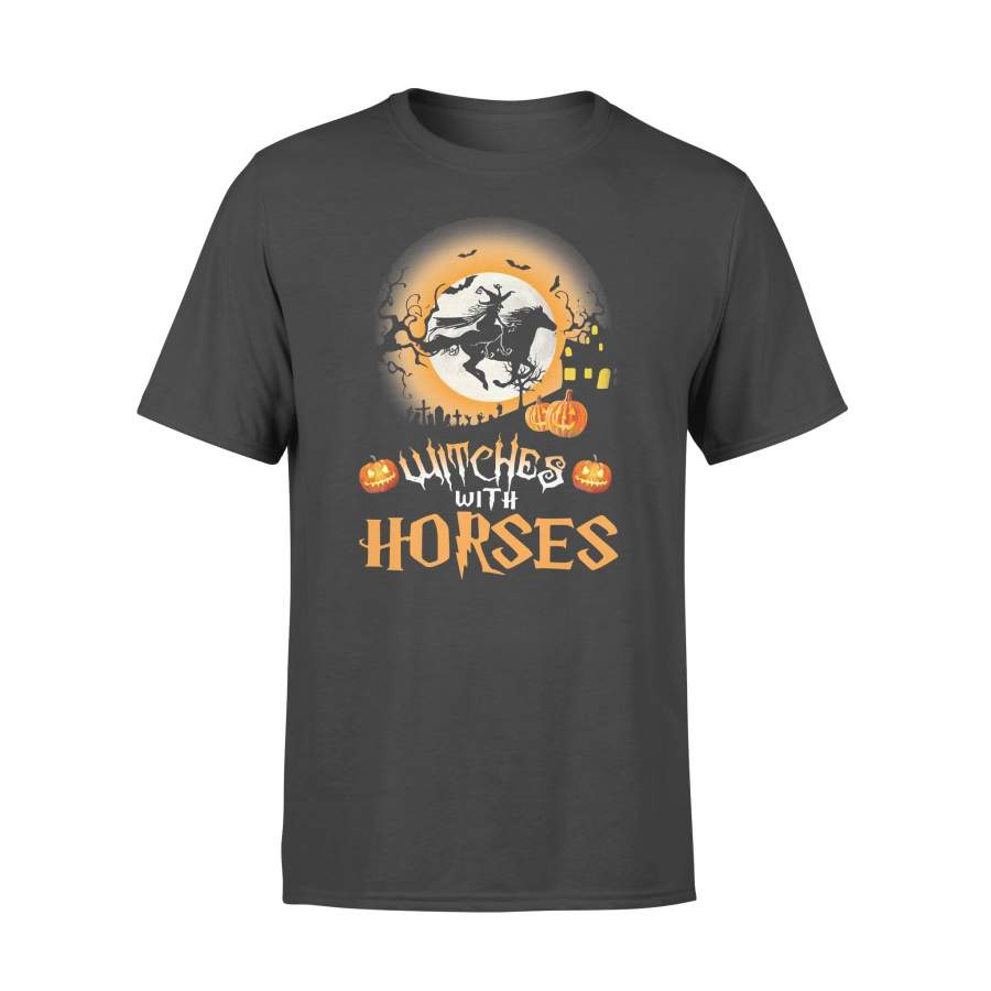 Witches With Horses Pumpkin Moon Halloween T-shirt