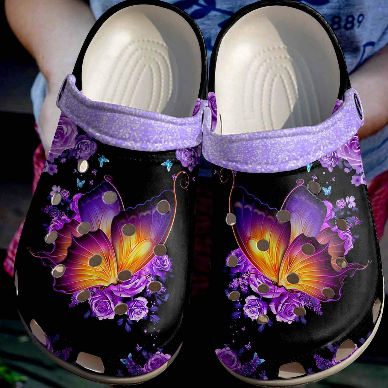 Butterfly Personalized Clog, Custom Name, Text Butterfly With Flower, Fashion Style For Women, Men, Kid, Print 3D